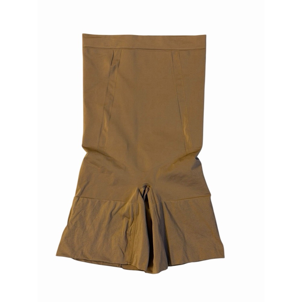Spanx On Core High Waisted Mid Thigh Short Shapewear Womens M Tan Tummy Control